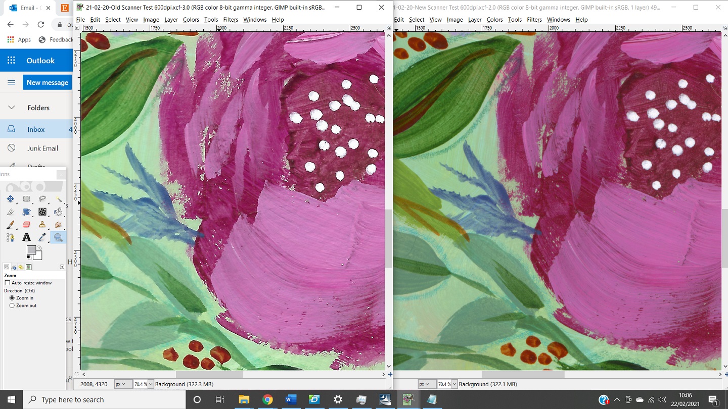 Example of colour artwork in CCD vs CIS technology
